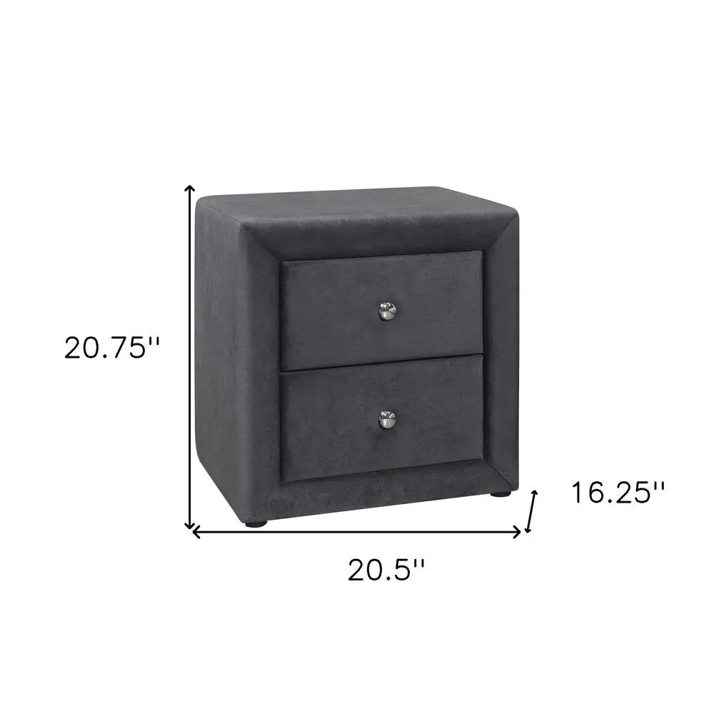 21" Dark Gray Wood Two Drawer Nightstand HomeRoots