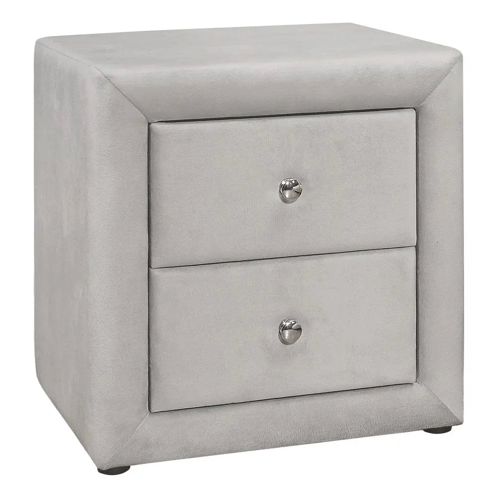 21" Light Gray Wood Two Drawer Nightstand HomeRoots