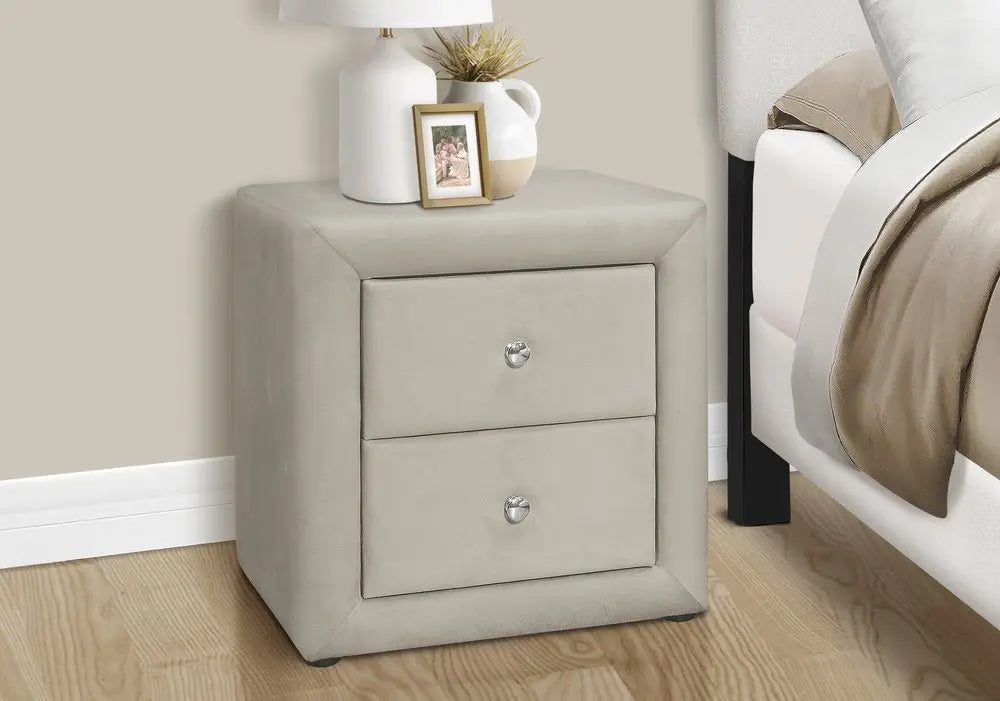 21" Light Gray Wood Two Drawer Nightstand HomeRoots