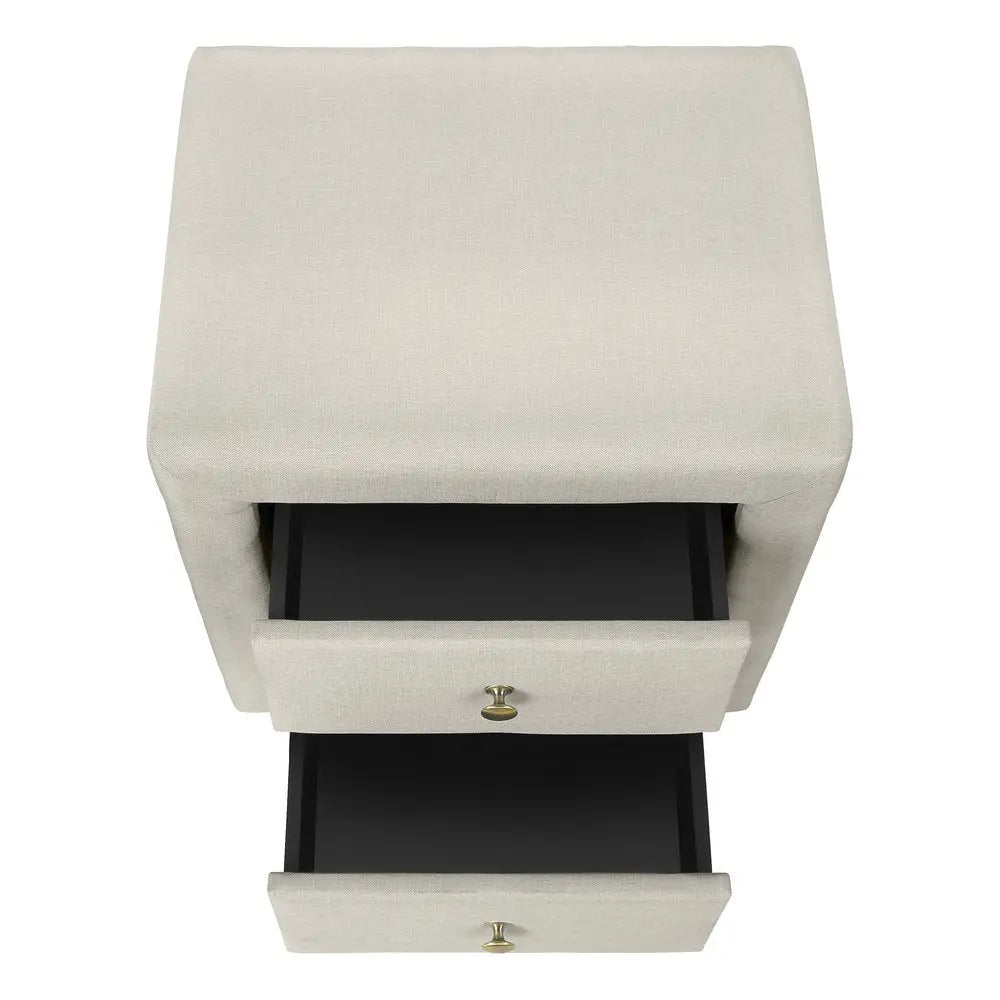 21" Beige Wood Two Drawer Nightstand HomeRoots