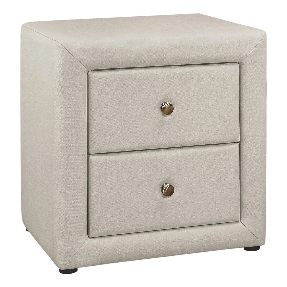 21" Beige Wood Two Drawer Nightstand HomeRoots