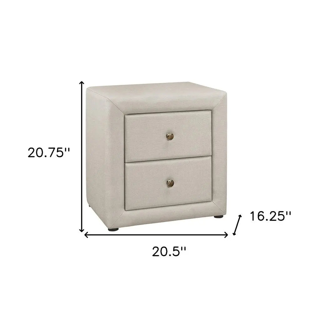 21" Beige Wood Two Drawer Nightstand HomeRoots