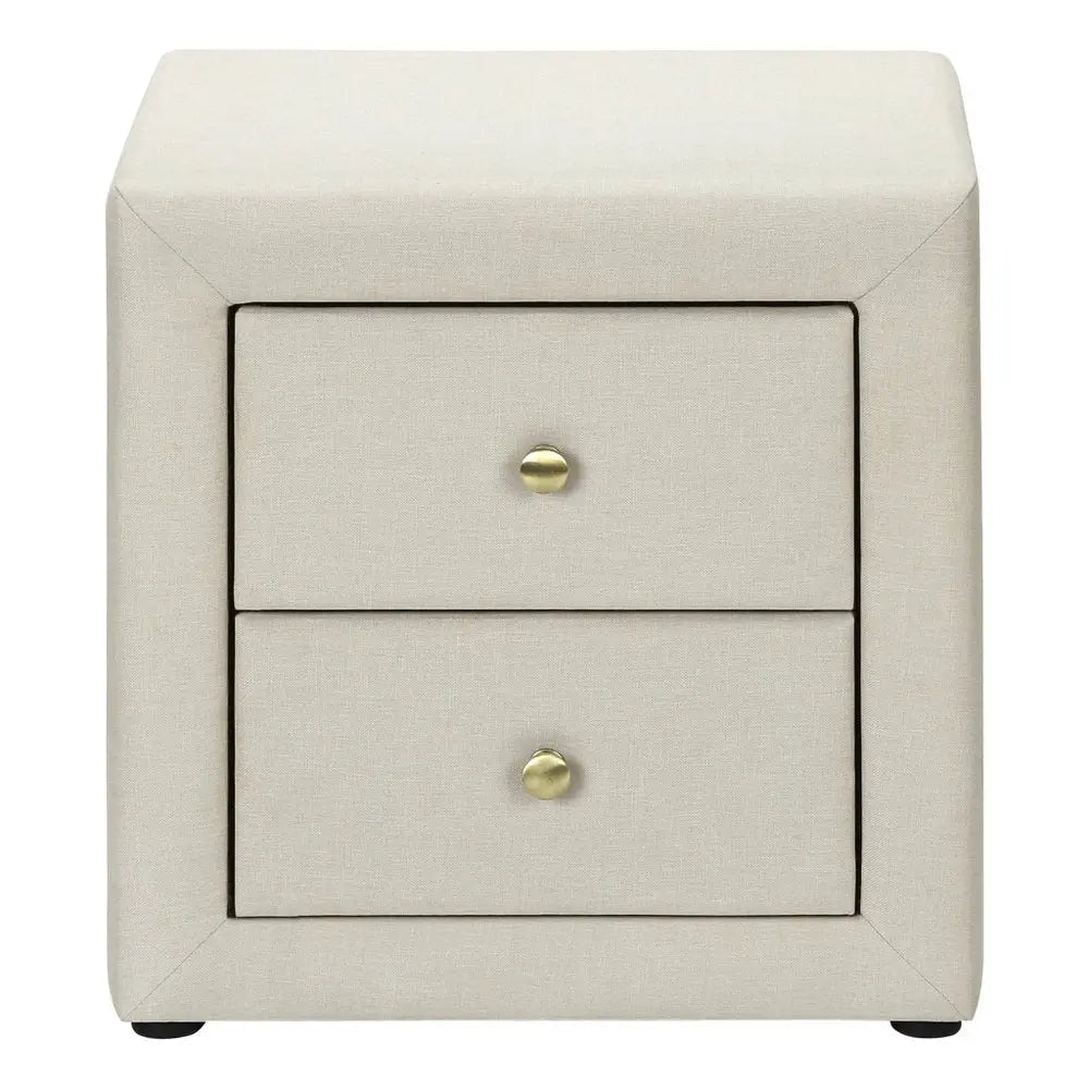 21" Beige Wood Two Drawer Nightstand HomeRoots