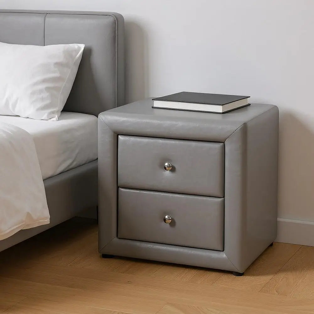 21" Gray Wood Two Drawer Nightstand HomeRoots