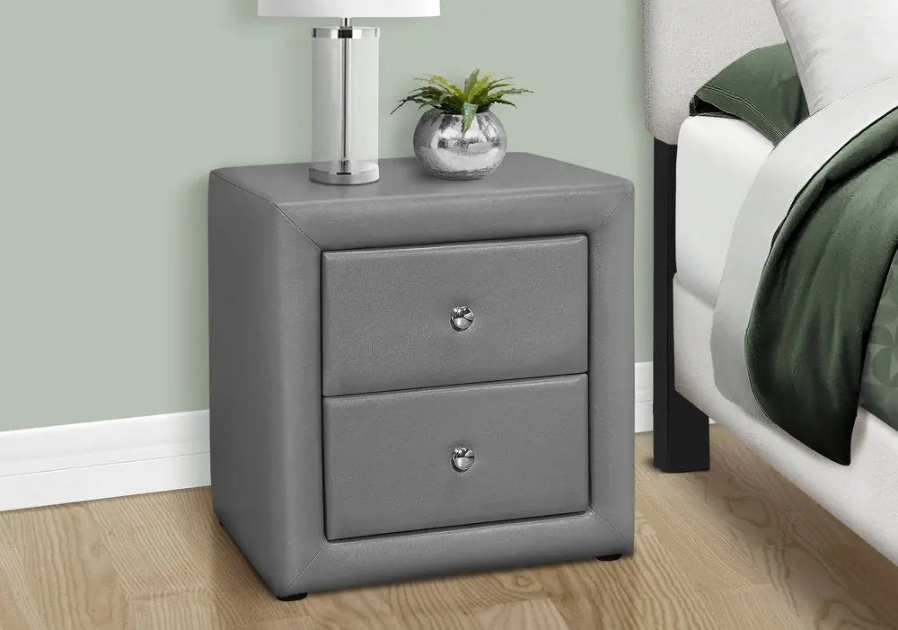 21" Gray Wood Two Drawer Nightstand HomeRoots