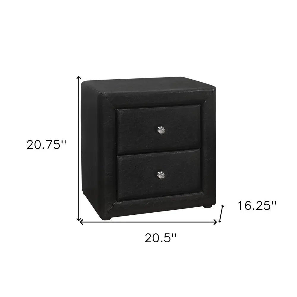 21" Black Wood Two Drawer Nightstand HomeRoots