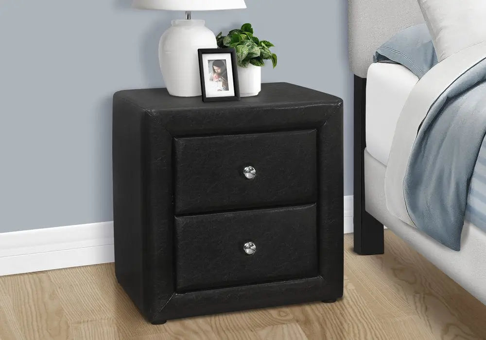 21" Black Wood Two Drawer Nightstand HomeRoots