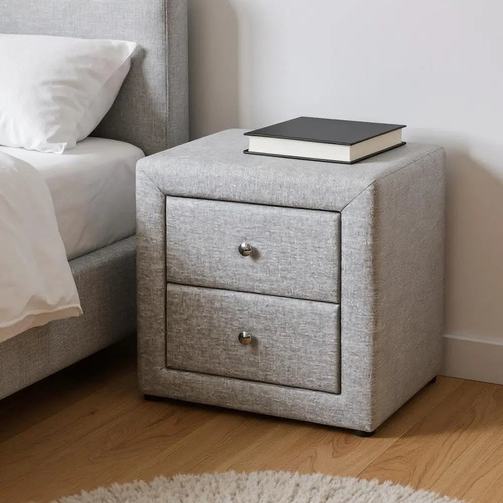 21" Gray Wood Two Drawer Nightstand HomeRoots