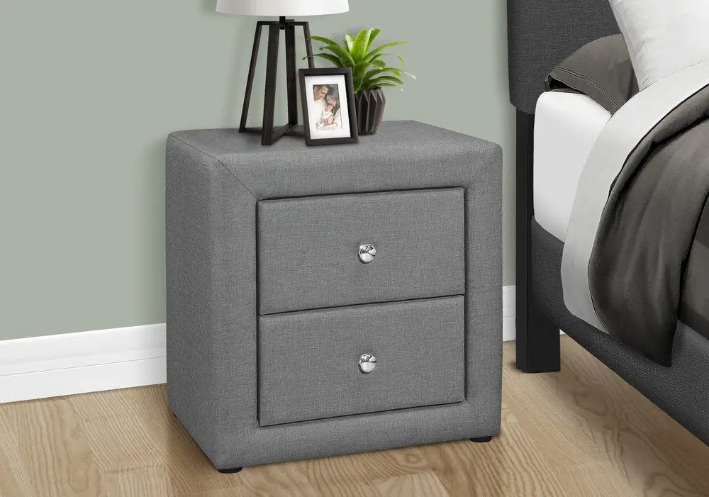 21" Gray Wood Two Drawer Nightstand HomeRoots