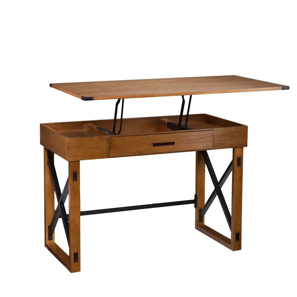 49" Adjustable Natural Standing Desk Converter - NOBLE HOME INTERIORS