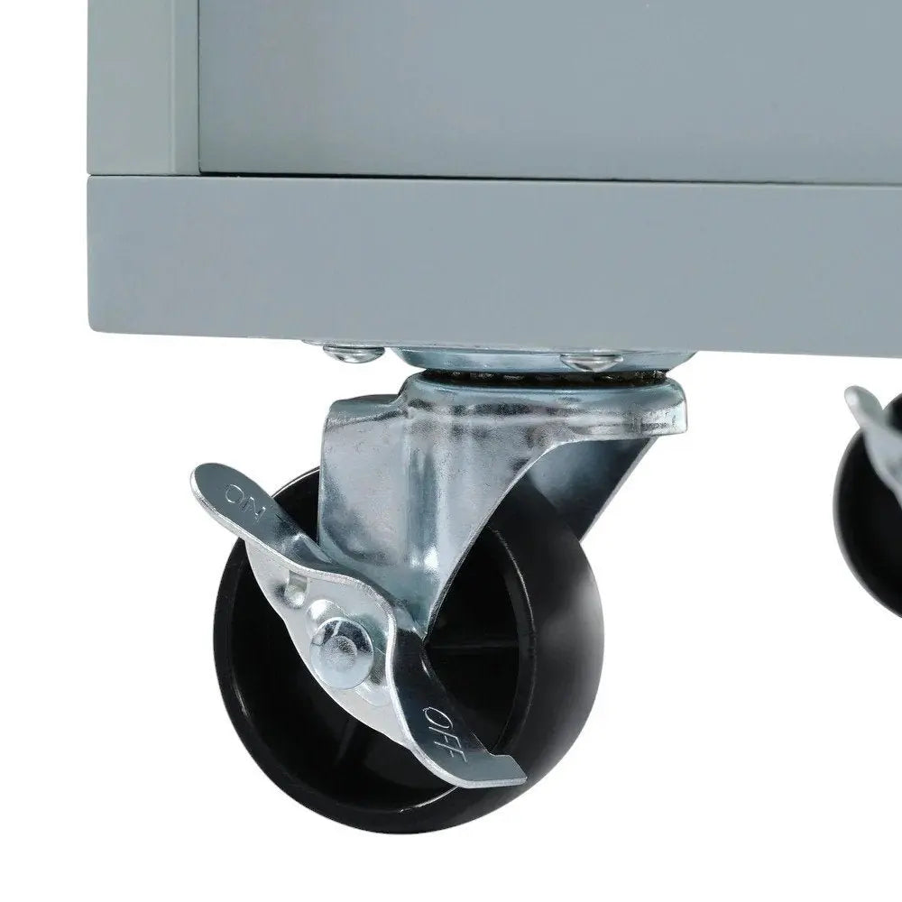 49" Light Blue Wood Barn Door Rolling Kitchen Island With Storage - NOVA HOME FURNITURE