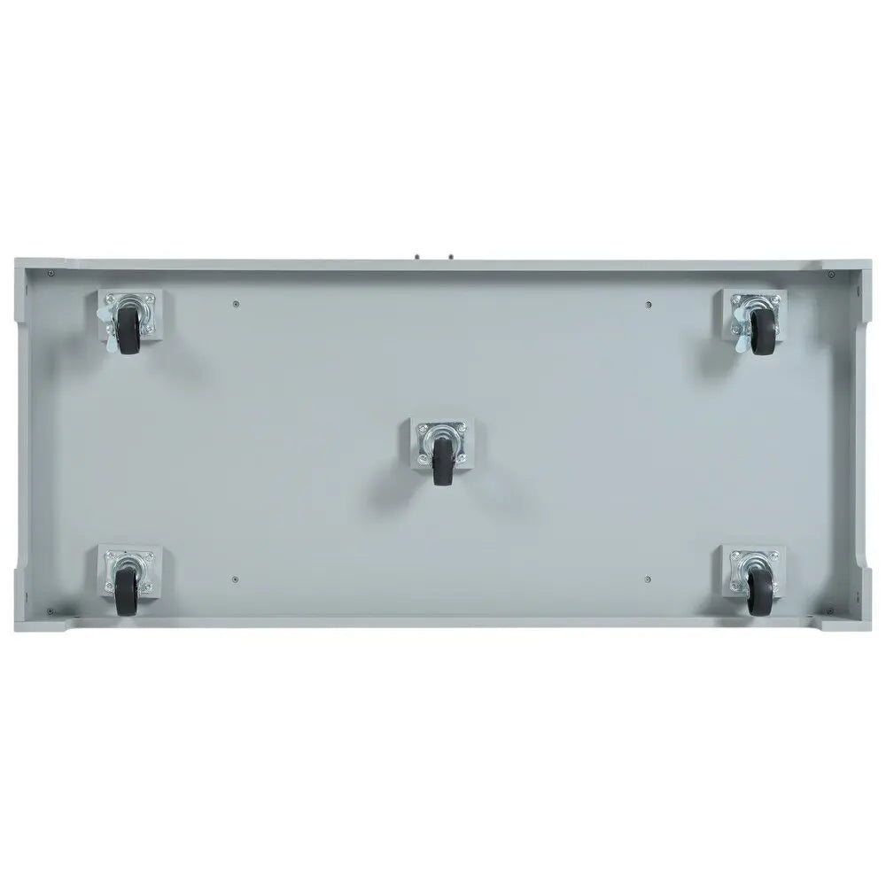 49" Light Blue Wood Barn Door Rolling Kitchen Island With Storage With USB - NOVA HOME FURNITURE