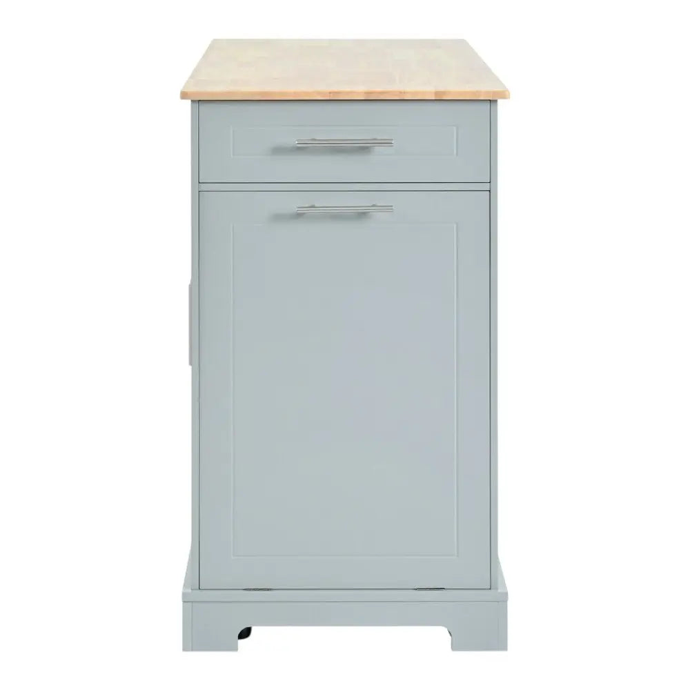 49" Light Blue Wood Barn Door Rolling Kitchen Island With Storage With USB - NOVA HOME FURNITURE