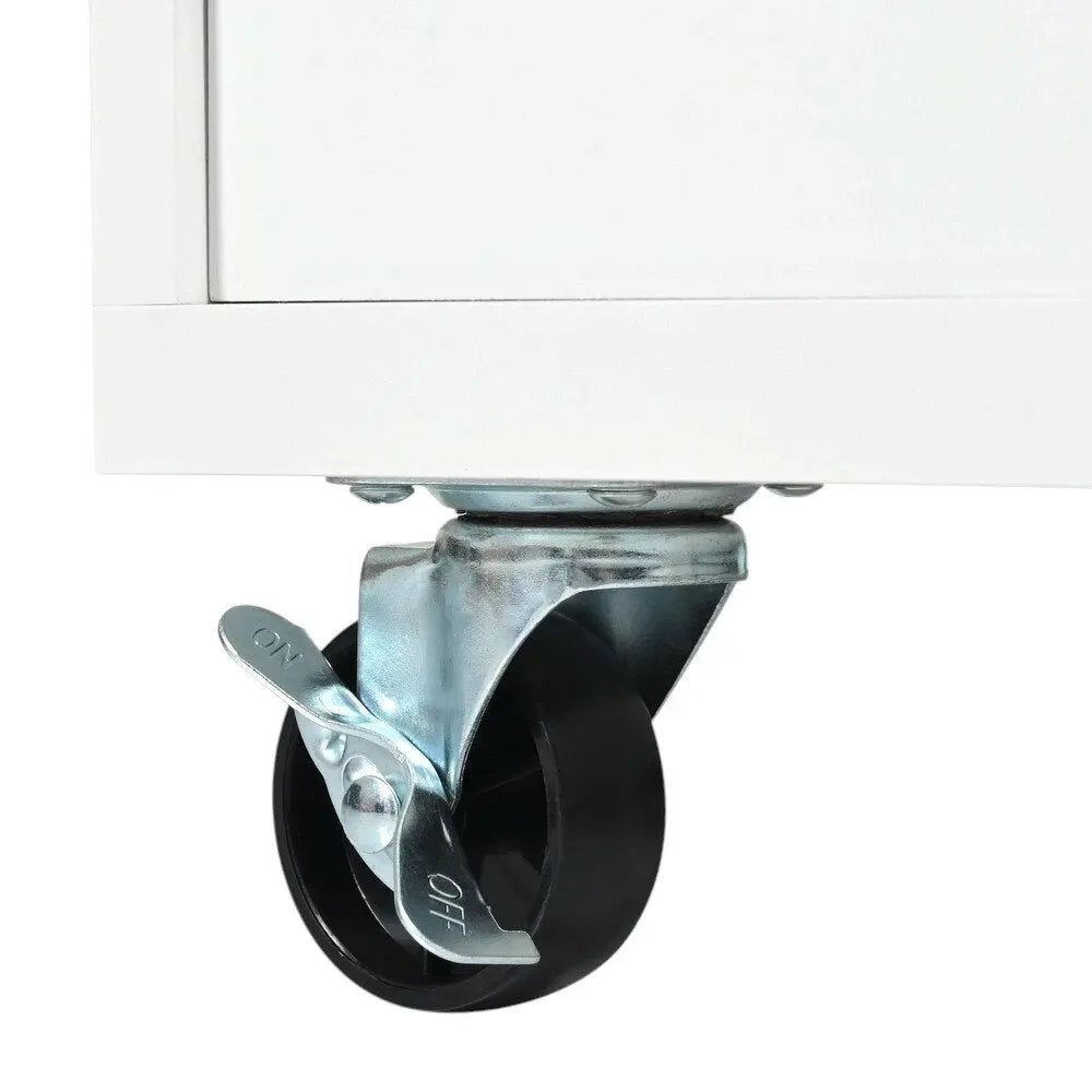 49" White Wood Barn Door Rolling Kitchen Island With Storage - NOVA HOME FURNITURE