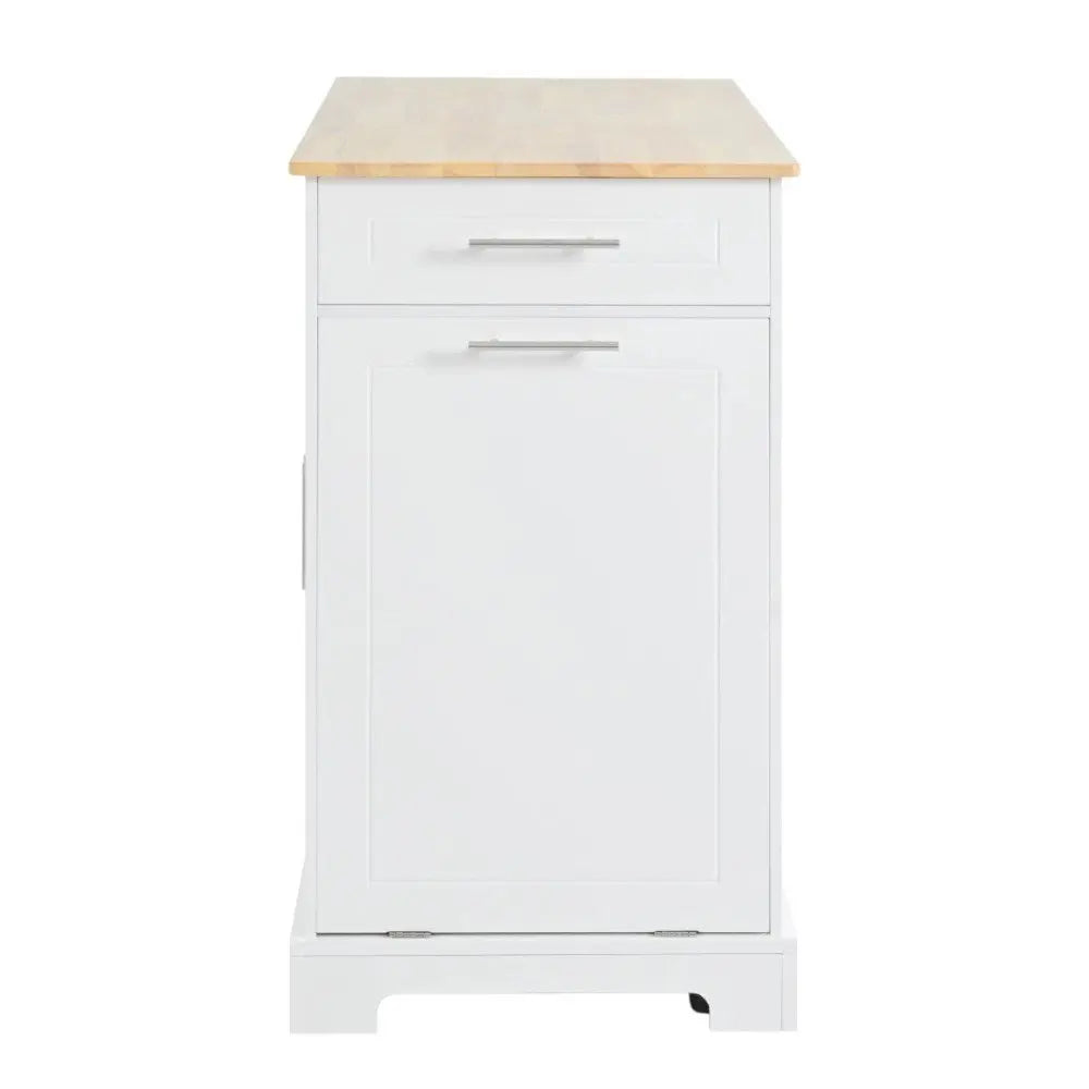 49" White Wood Barn Door Rolling Kitchen Island With Storage With USB - NOVA HOME FURNITURE