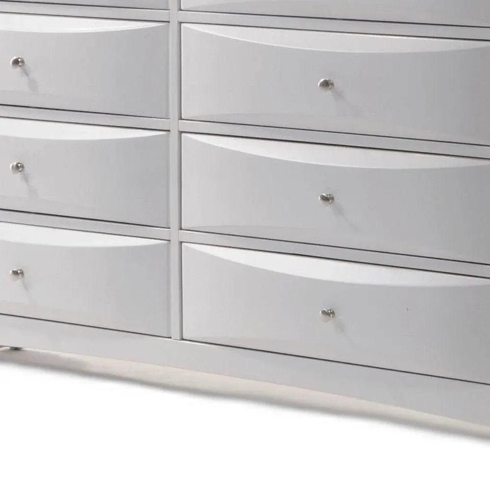 59" White Solid and Manufactured Wood Eight Drawer Double Dresser HomeRoots