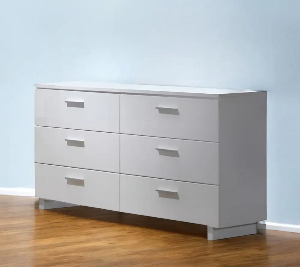 63" White Six Drawer Double Dresser HomeRoots