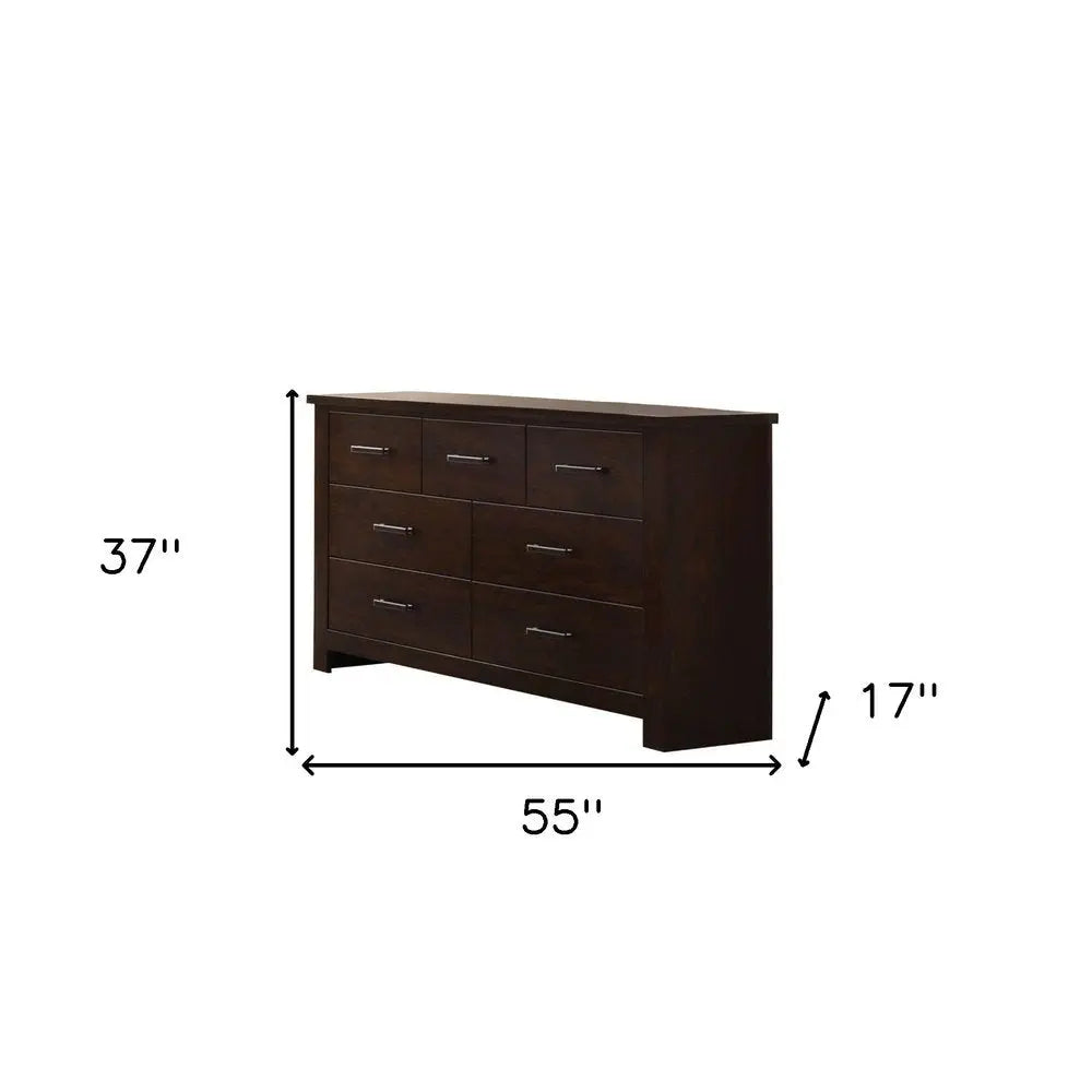 55" Mahogany Seven Drawer Double Dresser HomeRoots