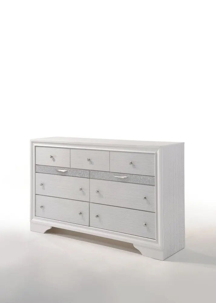 63" White Manufactured Wood Nine Drawer Triple Dresser HomeRoots