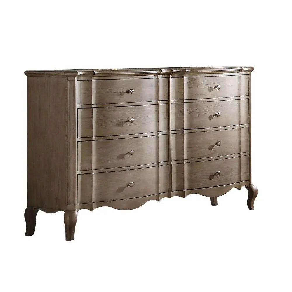 64" Taupe Solid and Manufactured Wood Eight Drawer Double Dresser HomeRoots