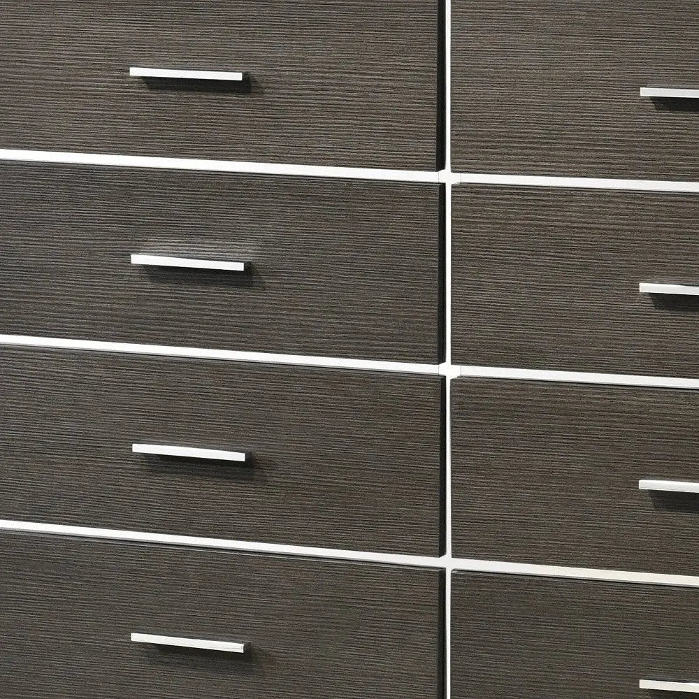 57" Gray Solid and Manufactured Wood Eight Drawer Double Dresser HomeRoots