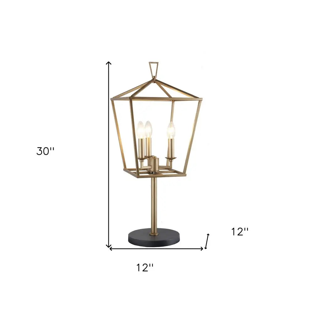 30" Black Iron Three Light Bedside Table Lamp HomeRoots