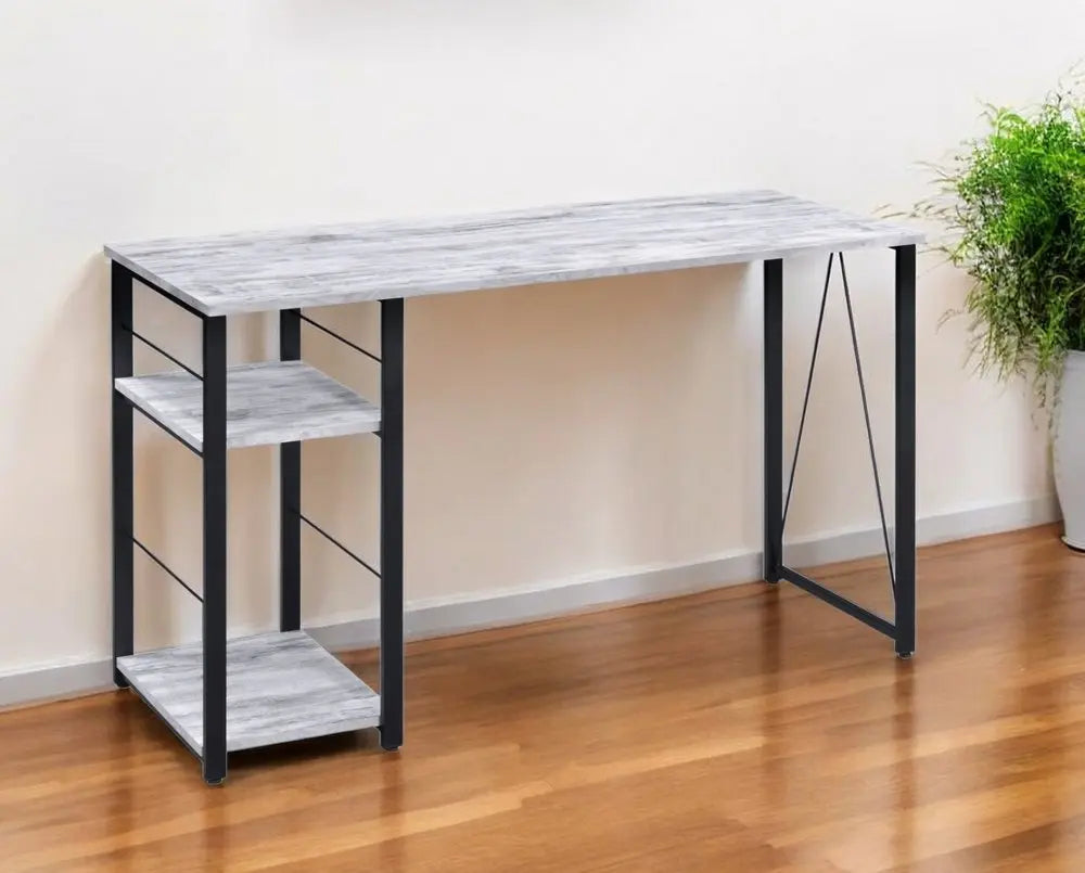 47" Antiqued White and Black Writing Desk HomeRoots