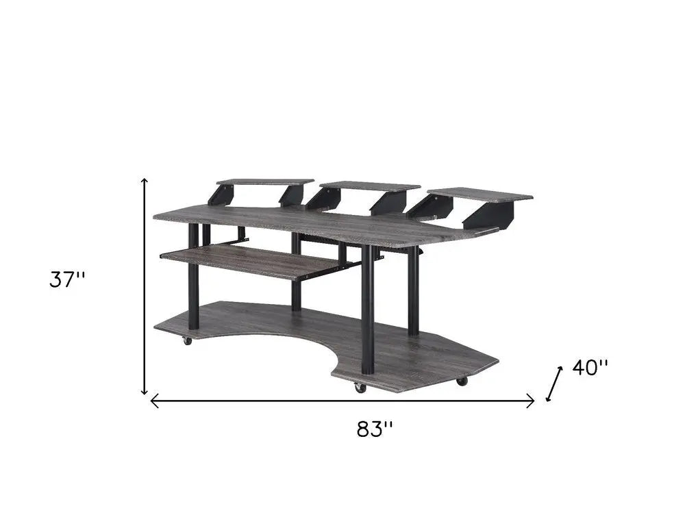 83" Black Music Recording Studio Desk HomeRoots