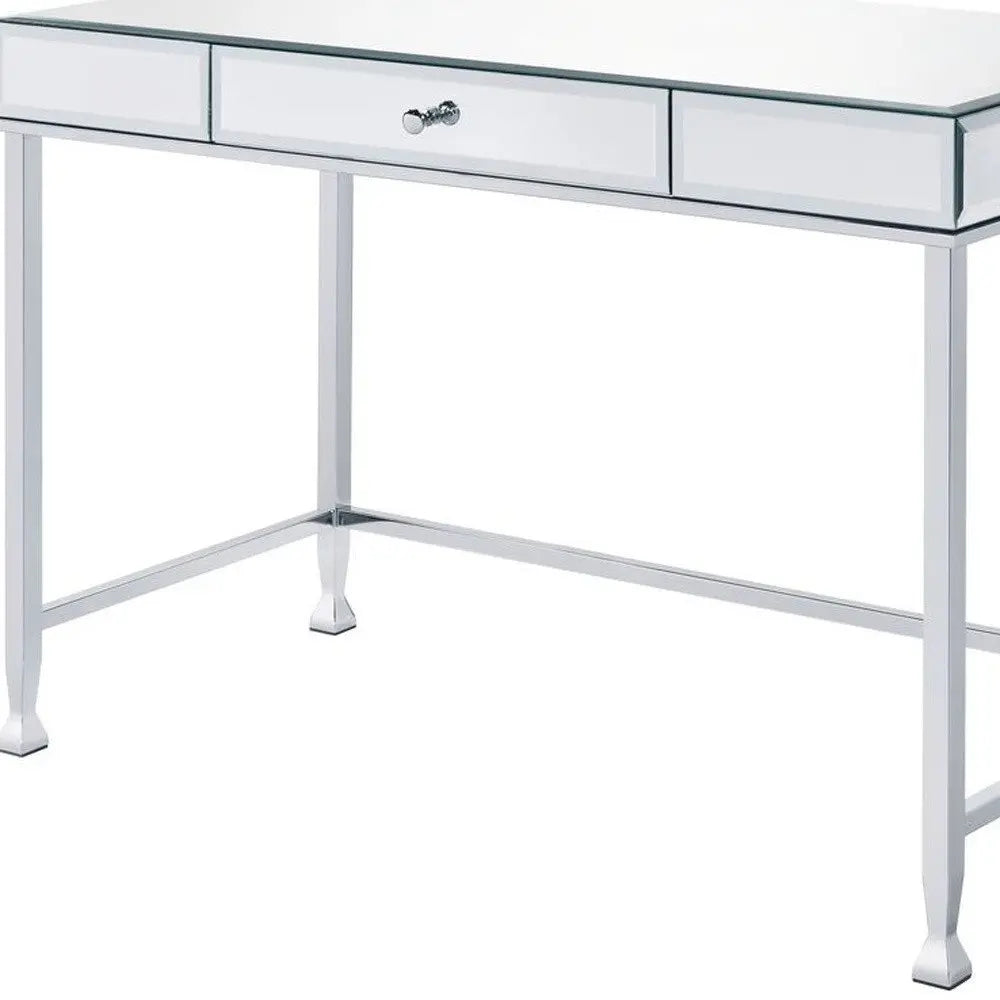 42" Clear and Silver Mirrored Writing Desk HomeRoots