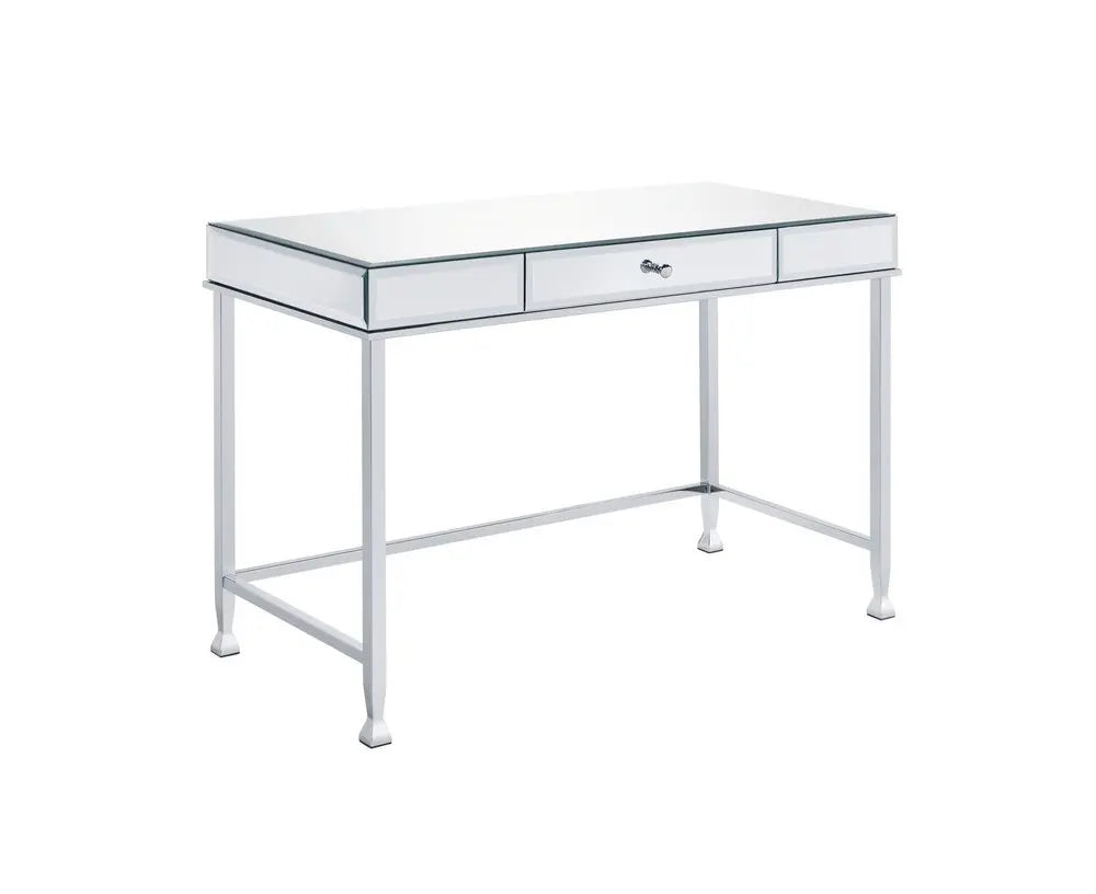 42" Clear and Silver Mirrored Writing Desk HomeRoots