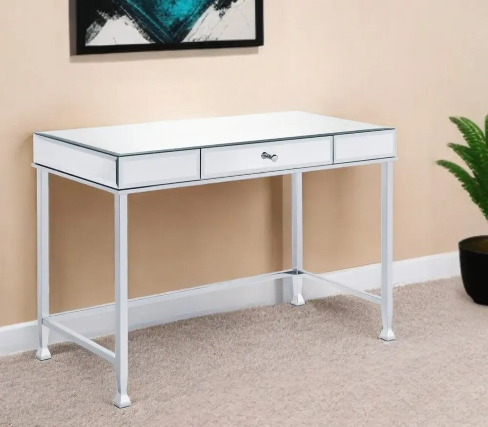42" Clear and Silver Mirrored Writing Desk HomeRoots