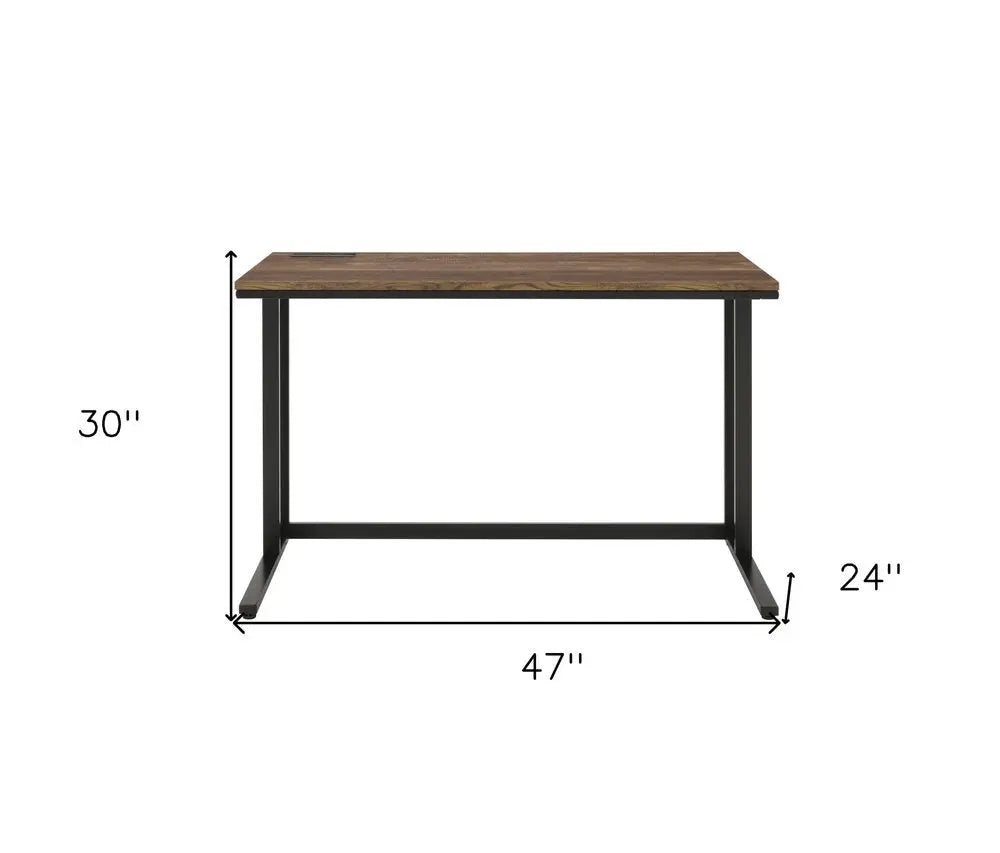 47" Brown and Black Writing Desk HomeRoots