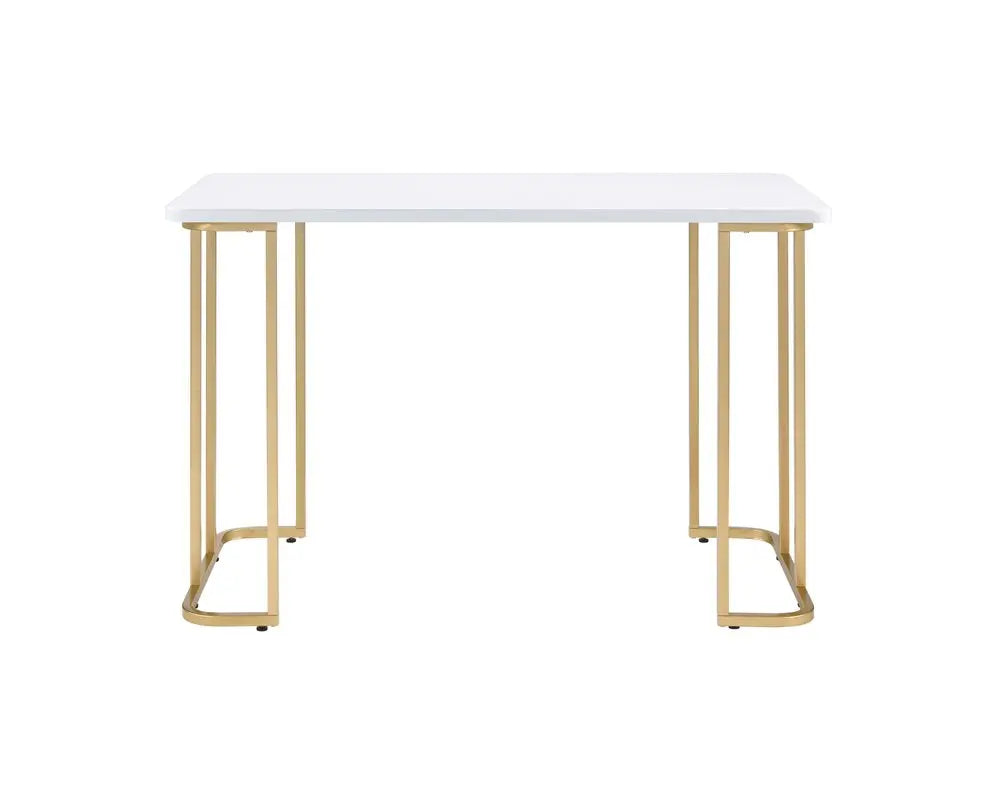 48" White and Gold Writing Desk HomeRoots