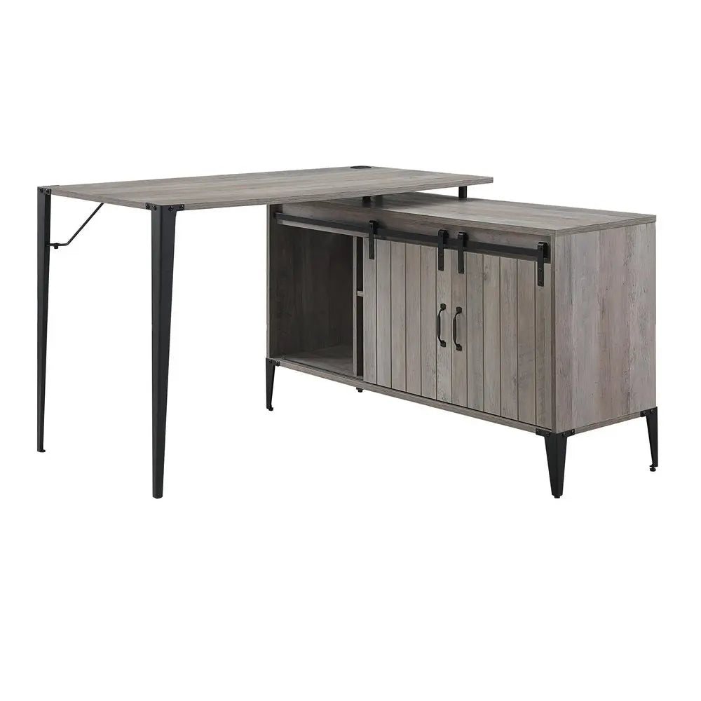 48" Gray and Black L Shape Writing Desk HomeRoots