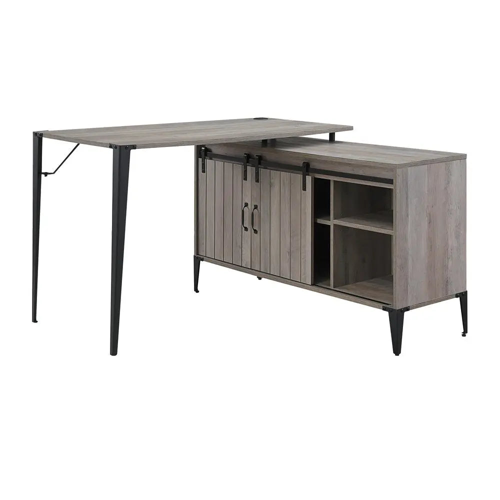 48" Gray and Black L Shape Writing Desk HomeRoots