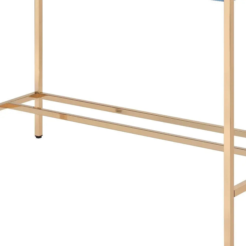 42" Navy Blue and Gold Writing Desk HomeRoots