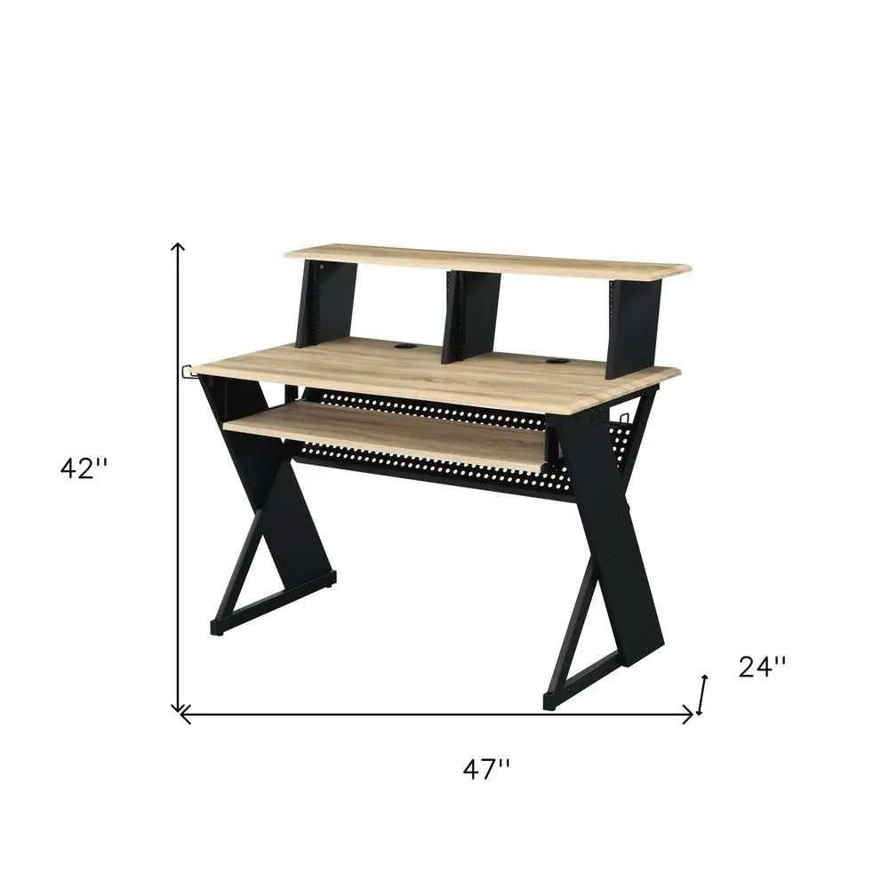 47" Natural and Black Music Desk HomeRoots