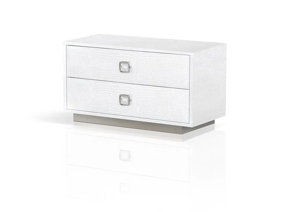 19" White Solid and Manufactured Wood Two Drawer Nightstand HomeRoots