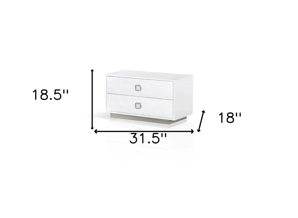 19" White Solid and Manufactured Wood Two Drawer Nightstand HomeRoots