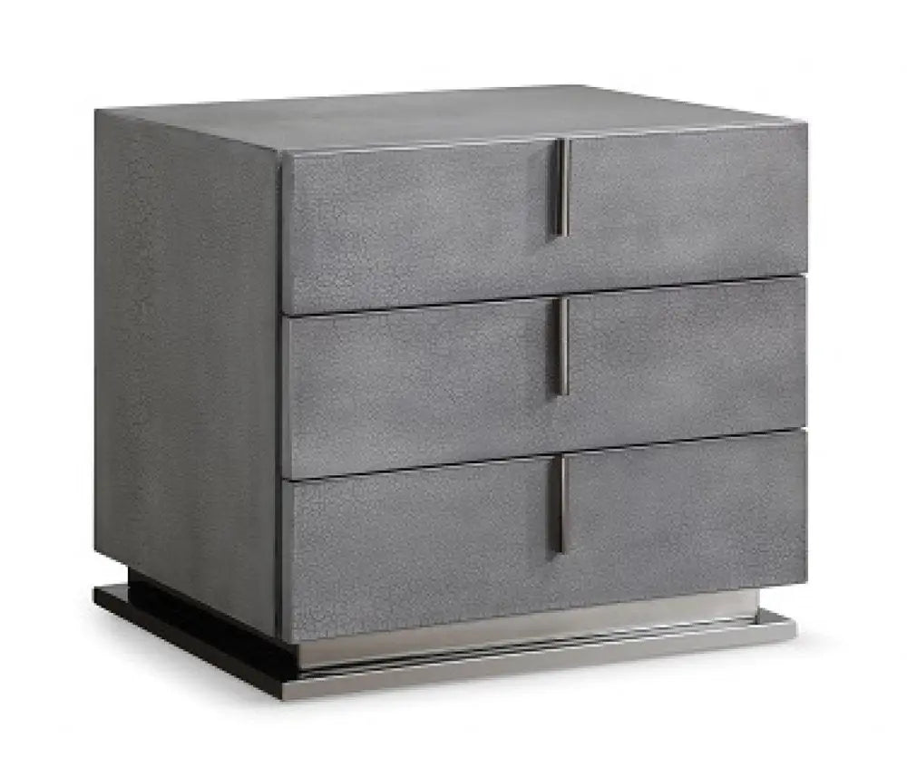 22" Gray Solid and Manufactured Wood Three Drawer Nightstand HomeRoots