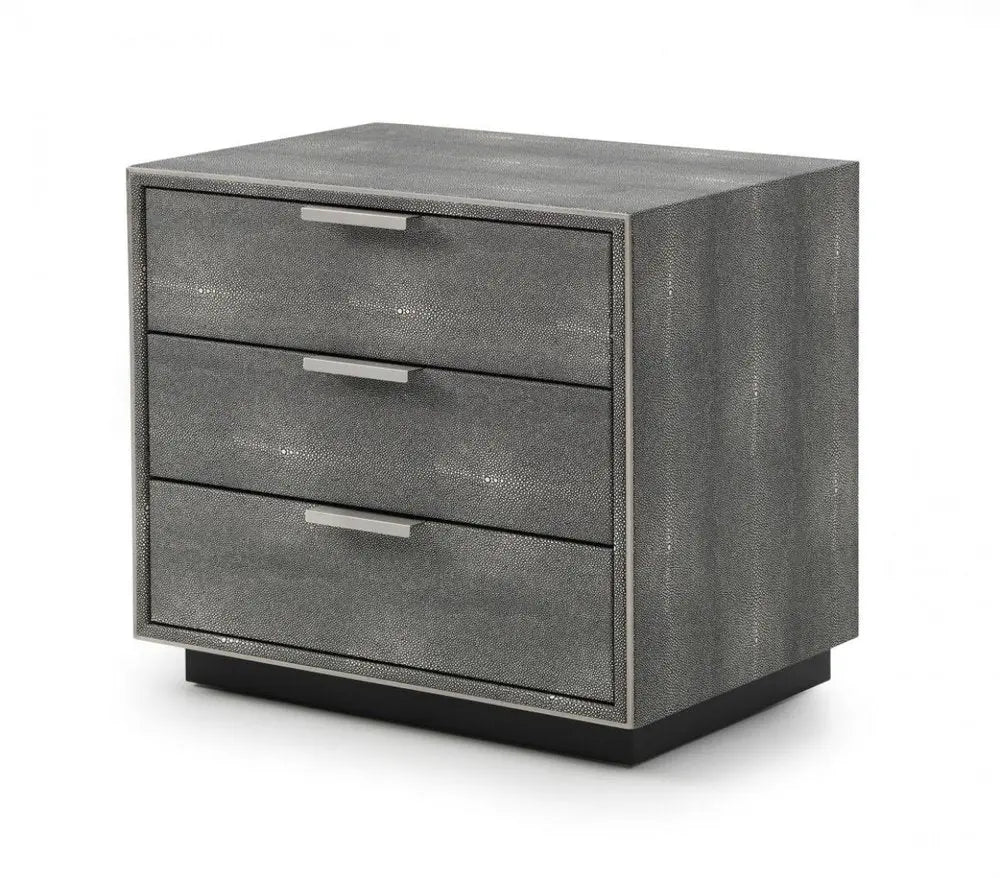22" Gray Solid and Manufactured Wood Shagreen Three Drawer Nightstand HomeRoots