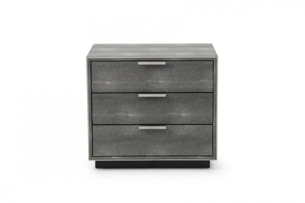 22" Gray Solid and Manufactured Wood Shagreen Three Drawer Nightstand HomeRoots