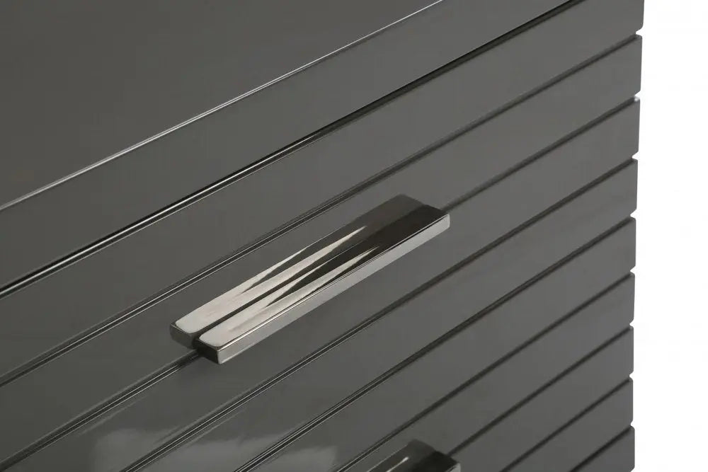 23" Silver And Gray Stainless Steel Solid and Manufactured Wood Two Drawer Nightstand HomeRoots