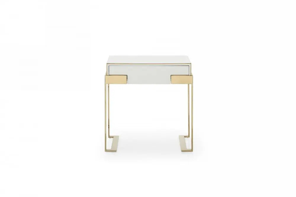 24" Champagne Gold and White One Drawer Nightstand HomeRoots