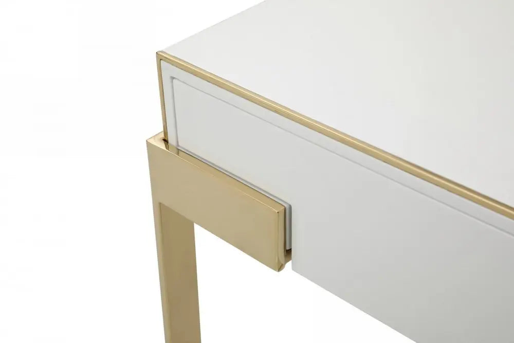 24" Champagne Gold and White One Drawer Nightstand HomeRoots