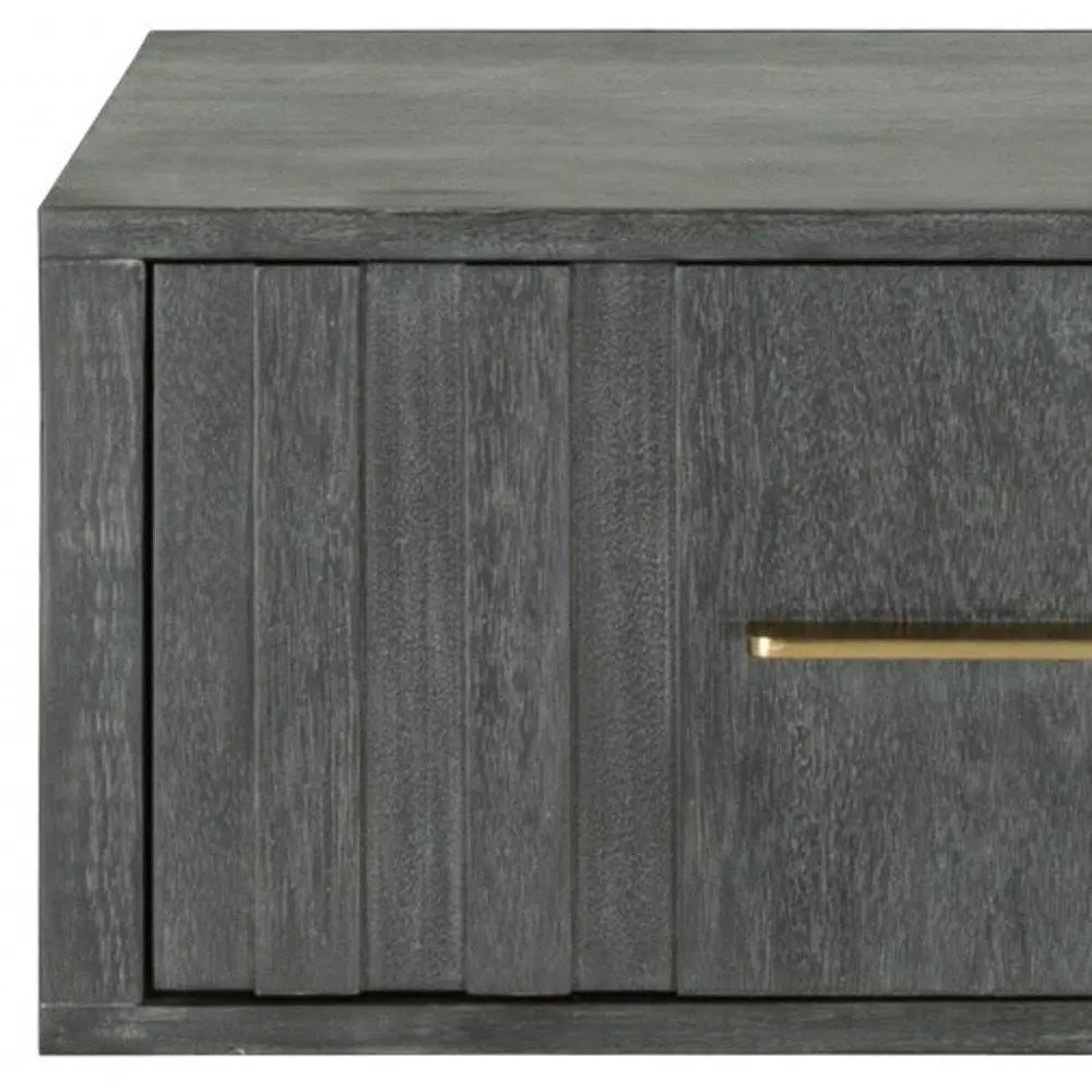 12" Gray Solid and Manufactured Wood One Drawer Nightstand HomeRoots