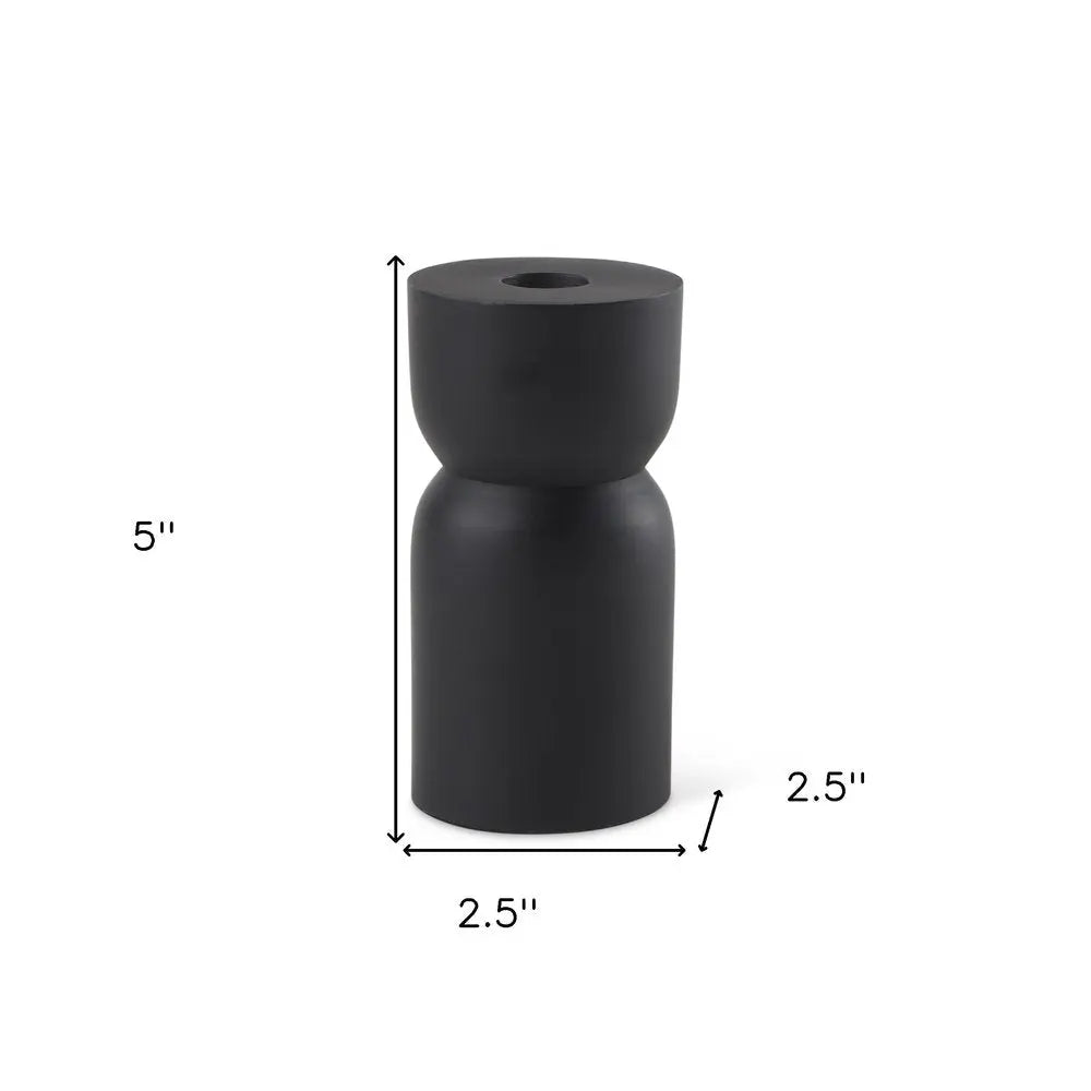 5" Black Metal Tabletop Pillar Candle Holder HomeRoots