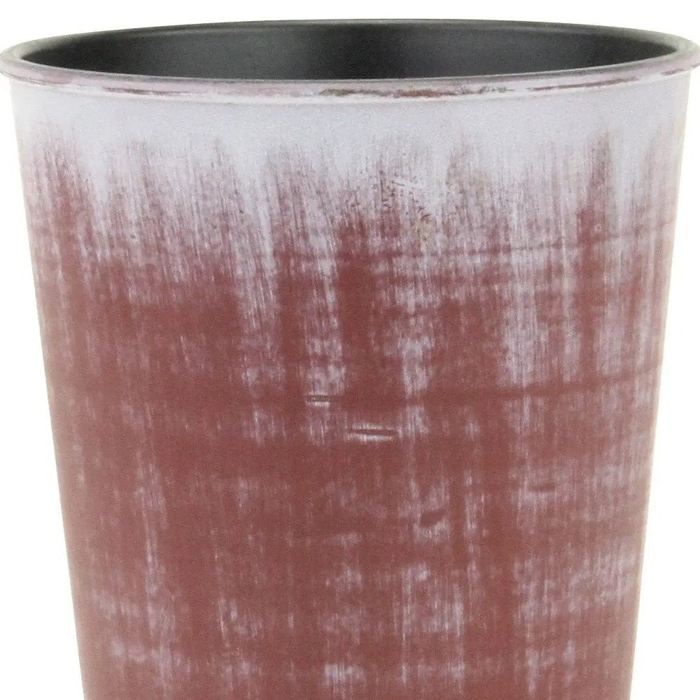 5" Brown and Ivory Textural Tone On Tone Recycled Plastic Indoor Outdoor Round Pot Planter HomeRoots