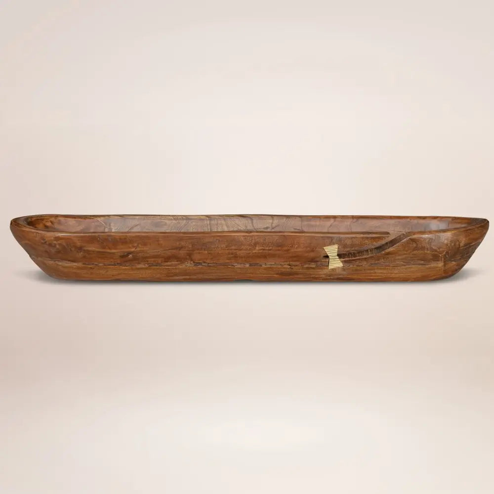 5" Brown And Natural Abstract Solid Wood Table Vase With Sculptural Details - NOBLE HOME INTERIORS