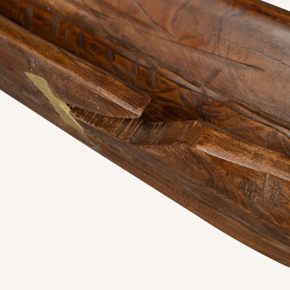 5" Brown And Natural Abstract Solid Wood Table Vase With Sculptural Details - NOBLE HOME INTERIORS